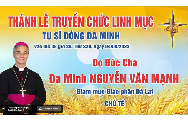 Thánh lễ truyền chức Linh mục 17 thầy Phó tế dòng Đa Minh tại nhà thờ thánh Đa Minh - Ba Chuông