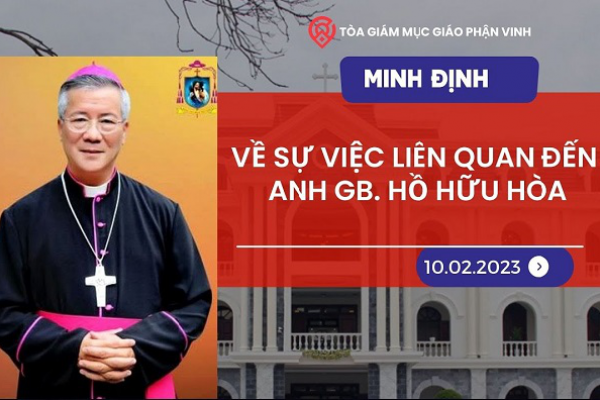 Tòa giám mục giáo phận Vinh minh định về sự việc liên quan đến anh GB. Hồ Hữu Hòa